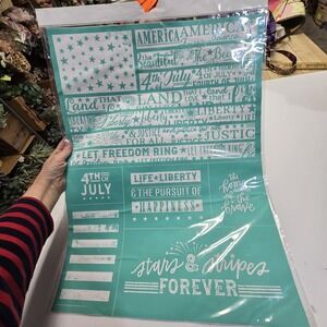 "Stars & Stripes Forever" Chalk Couture Transfer Stencil Sz E RETIRE 18"X24 DIY